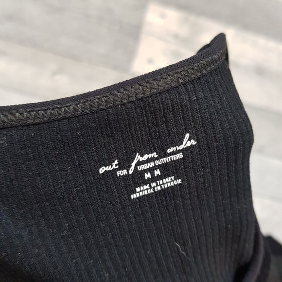 Urban Outfitters Crew Neck Tee T Shirt Medium UK 12 Black Ribbed Basics Stretch - Picture 6 of 8